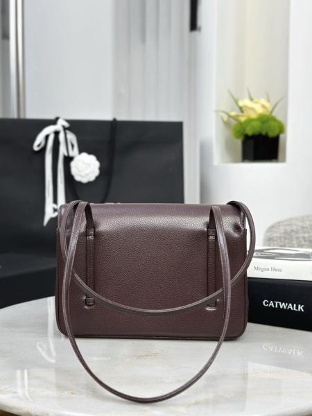 CHANEL Grain Embossed Shiny Calfskin & Gold Metal Flap Bag Shoulder Bags Small Women's Dark Brown AS6130-B23483-U8383 size L22cm W7cm H15cm