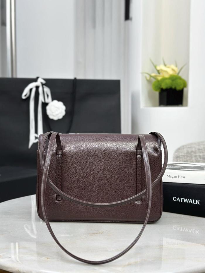 CHANEL Grain Embossed Shiny Calfskin & Gold Metal Flap Bag Shoulder Bags Small Women's Dark Brown AS6130-B23483-U8383 size L22cm W7cm H15cm
