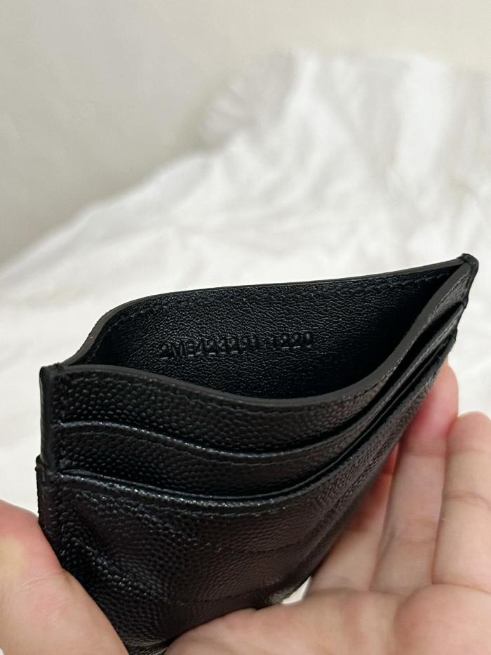 SAINT LAURENT Cassandre Grain Embossed Cow Leather Card Holders Regular Women's Black