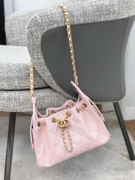 CHANEL 25Bag Cow Leather Hippy Bag Shoulder Bag Mini Women's Light Pink AS5631-B20304-NH620 L22*W12.5*H20 cm