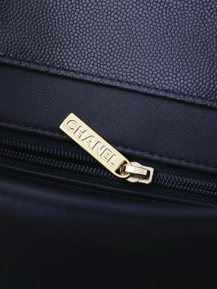 CHANEL Grain Embossed Calfskin Leather & Gold Metal Flap Bag Shoulder Bag Small Women's Dark Blue AS6130-B23483-U2366 L22*W7*H15 cm