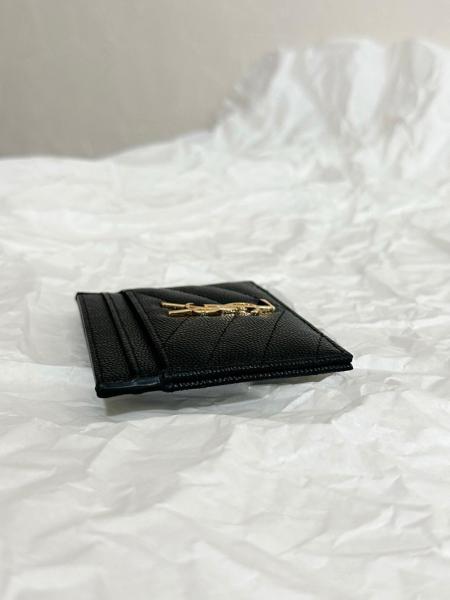 SAINT LAURENT Cassandre Grain Embossed Cow Leather Card Holders Regular Women's Black