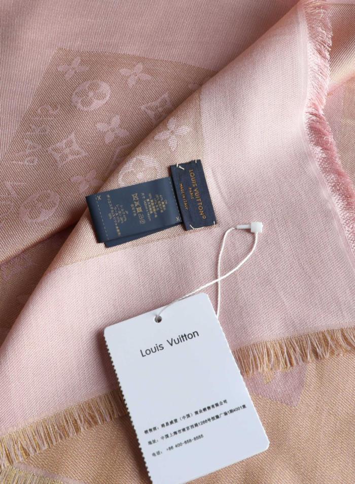 LOUIS VUITTON Original Design Silk Shawls Unisex Pink M79495 142.5*142.5CM