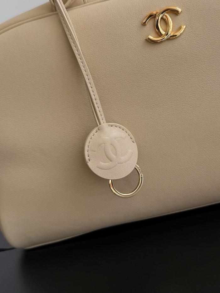 CHANEL Large Bowling Bag Calfskin & Gold Metal Shoulder Bags Large Women's Beige AS6211-B23874-U8372 L35.6*W12.5*H19cm