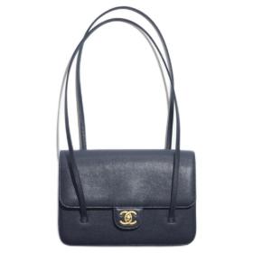 CHANEL Grain Embossed Calfskin Leather & Gold Metal Flap Bag Shoulder Bag Small Women's Dark Blue AS6130-B23483-U2366 L22*W7*H15 cm