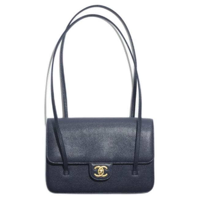 CHANEL Grain Embossed Calfskin Leather & Gold Metal Flap Bag Shoulder Bag Small Women's Dark Blue AS6130-B23483-U2366 L22*W7*H15 cm