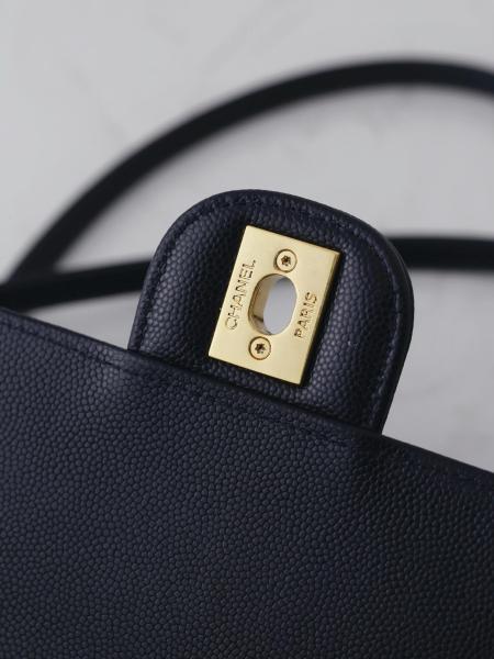 CHANEL Grain Embossed Calfskin Leather & Gold Metal Flap Bag Shoulder Bag Small Women's Dark Blue AS6130-B23483-U2366 L22*W7*H15 cm