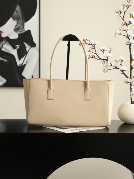 CHANEL Calfskin & Gold Metal Tote Bag, Shoulder Bag Small Women's Beige AS6243-B24023-U8372 L39.1*W13*H20cm