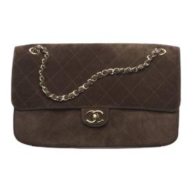 CHANEL Maxi Flap Suede Effect With Cow Leather & Gold Metal Crossbody Bags Extra Large Women's Dark Brown AS6281-B24009-UA850 L32cm W10cm H19.5cm