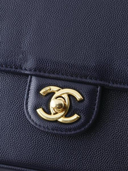 CHANEL Grain Embossed Calfskin Leather & Gold Metal Flap Bag Shoulder Bag Small Women's Dark Blue AS6130-B23483-U2366 L22*W7*H15 cm