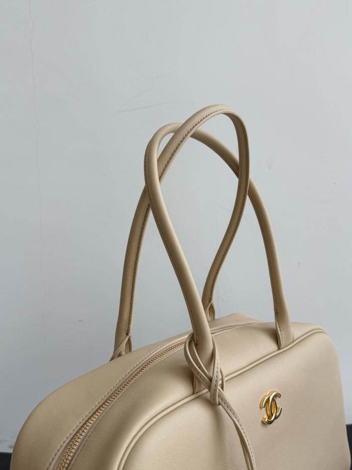 CHANEL Large Bowling Bag Calfskin & Gold Metal Shoulder Bags Large Women's Beige AS6211-B23874-U8372 L35.6*W12.5*H19cm