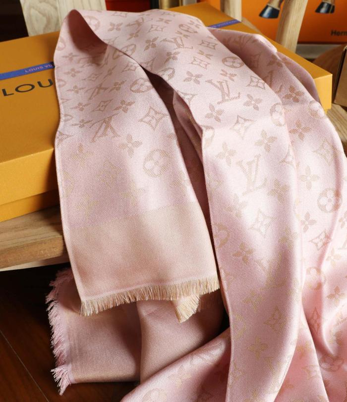 LOUIS VUITTON Original Design Silk Shawls Unisex Pink M79495 142.5*142.5CM
