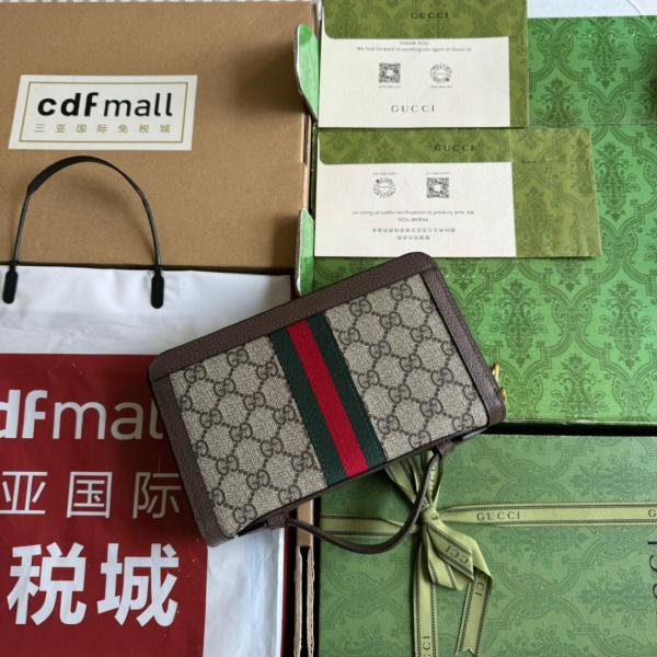 GUCCI Ophidia Canvas With Leather Travel Bag Women's Beige/Ebony 751610-96IWT-8745 L21*W4*H13 cm