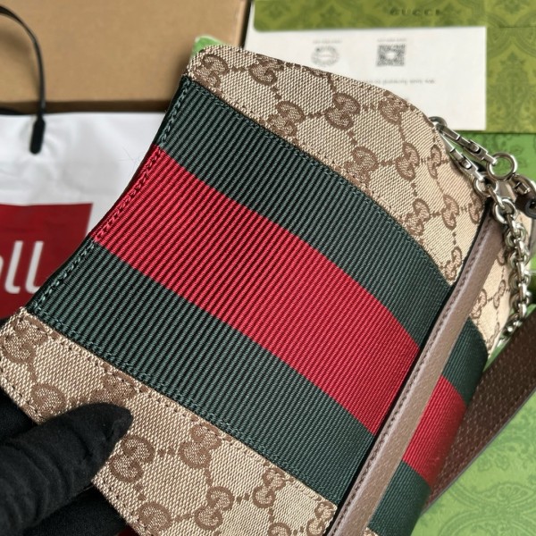 GUCCI Horsebit 1955 Polyester Reproduction Shoulder Bag Portable Shoulder Bags Small Women's Beige & Ebony 764339-FACM2-8747 L27cm W5cm H11.5cm