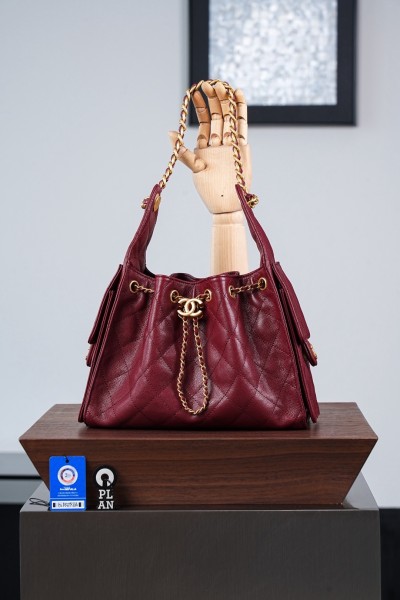 CHANEL 25Bag Grain Calfskin & Gold Metal Hippy Bag Shoulder Bag Small Women's Red AS5293-B20304-U3660 L30cm W14cm H26cm