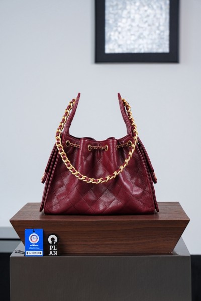 CHANEL 25Bag Grain Calfskin & Gold Metal Hippy Bag Shoulder Bag Small Women's Red AS5293-B20304-U3660 L30cm W14cm H26cm