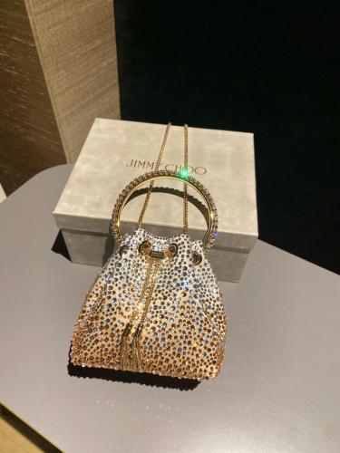 Jimmy Choo Satin Handbag Regular Women's Gold BONBONXDR-000024 L14*W9.5*H15 cm