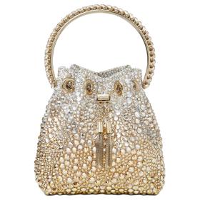 Jimmy Choo Satin Handbag Regular Women's Gold BONBONXDR-000024 L14*W9.5*H15 cm