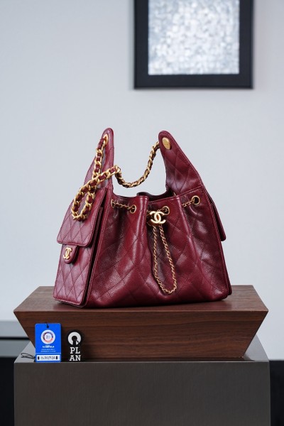 CHANEL 25Bag Grain Calfskin & Gold Metal Hippy Bag Shoulder Bag Small Women's Red AS5293-B20304-U3660 L30cm W14cm H26cm