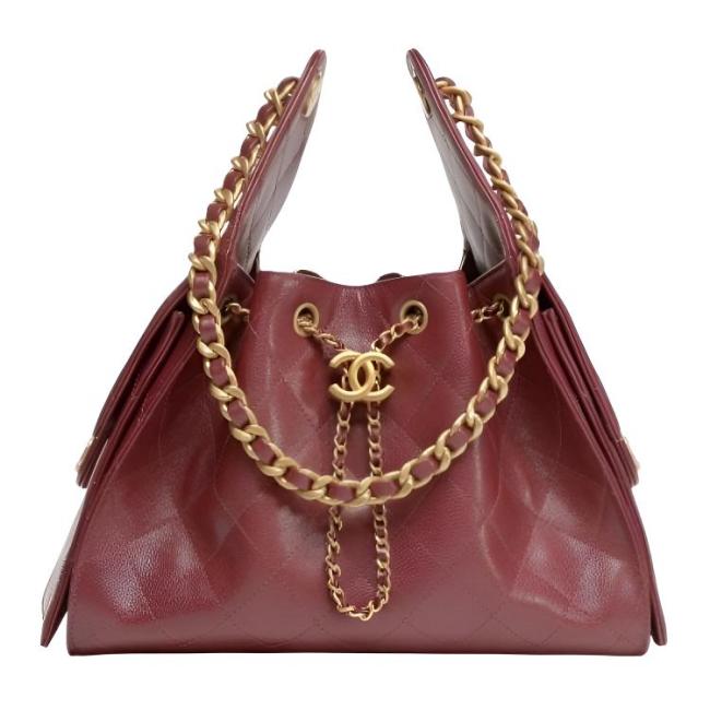 CHANEL 25Bag Grain Calfskin & Gold Metal Hippy Bag Shoulder Bag Small Women's Red AS5293-B20304-U3660 L30cm W14cm H26cm