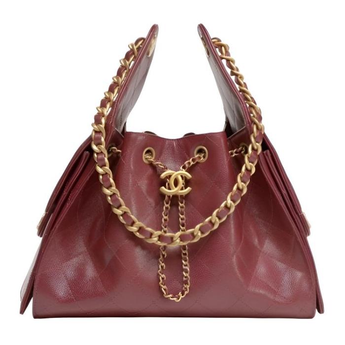 CHANEL 25Bag Grain Calfskin & Gold Metal Hippy Bag Shoulder Bag Small Women's Red AS5293-B20304-U3660 L30cm W14cm H26cm