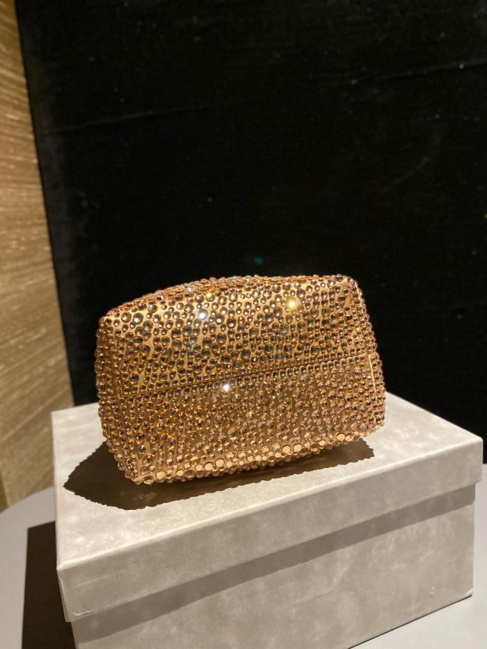 Jimmy Choo Satin Handbag Regular Women's Gold BONBONXDR-000024 L14*W9.5*H15 cm