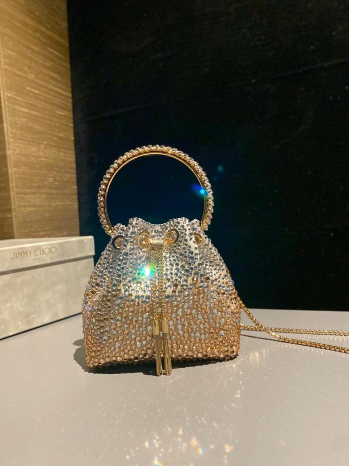 Jimmy Choo Satin Handbag Regular Women's Gold BONBONXDR-000024 L14*W9.5*H15 cm