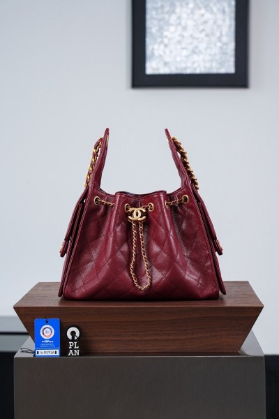 CHANEL 25Bag Grain Calfskin & Gold Metal Hippy Bag Shoulder Bag Small Women's Red AS5293-B20304-U3660 L30cm W14cm H26cm