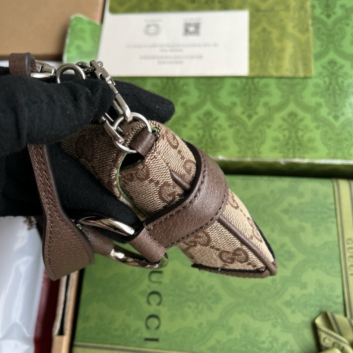 GUCCI Horsebit 1955 Polyester Reproduction Shoulder Bag Portable Shoulder Bags Small Women's Beige & Ebony 764339-FACM2-8747 L27cm W5cm H11.5cm