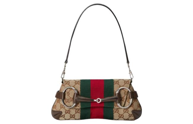 GUCCI Horsebit 1955 Polyester Reproduction Shoulder Bag Portable Shoulder Bags Small Women's Beige & Ebony 764339-FACM2-8747 L27cm W5cm H11.5cm