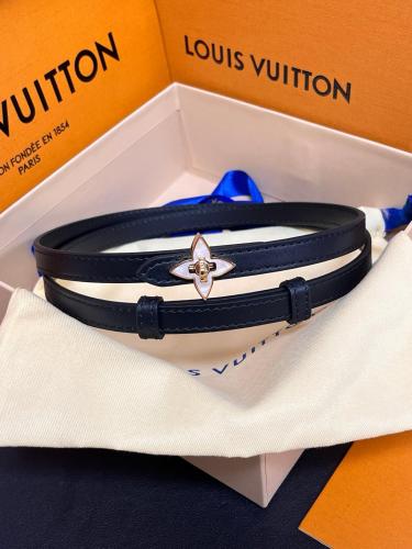 LOUIS VUITTON Leather Belts Women's Black Width: 1.2cm