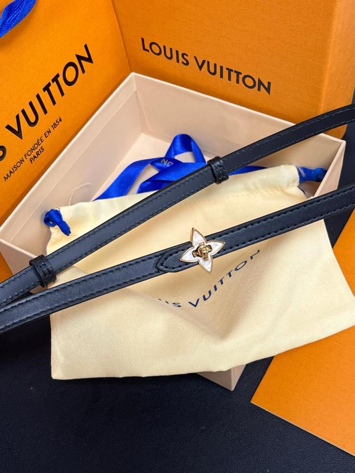 LOUIS VUITTON Leather Belts Women's Black Width: 1.2cm