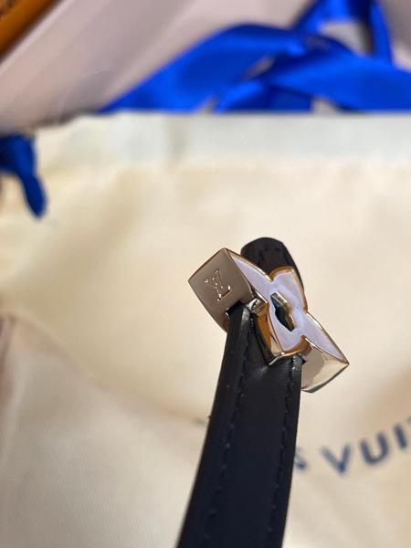 LOUIS VUITTON Leather Belts Women's Black Width: 1.2cm