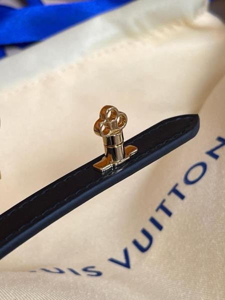 LOUIS VUITTON Leather Belts Women's Black Width: 1.2cm