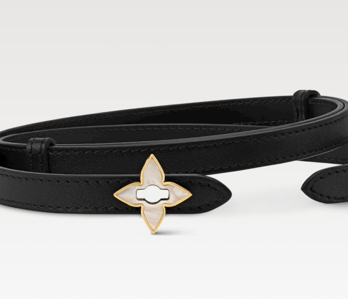 LOUIS VUITTON Leather Belts Women's Black Width: 1.2cm