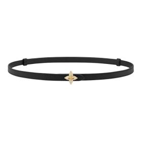 LOUIS VUITTON Leather Belts Women's Black Width: 1.2cm