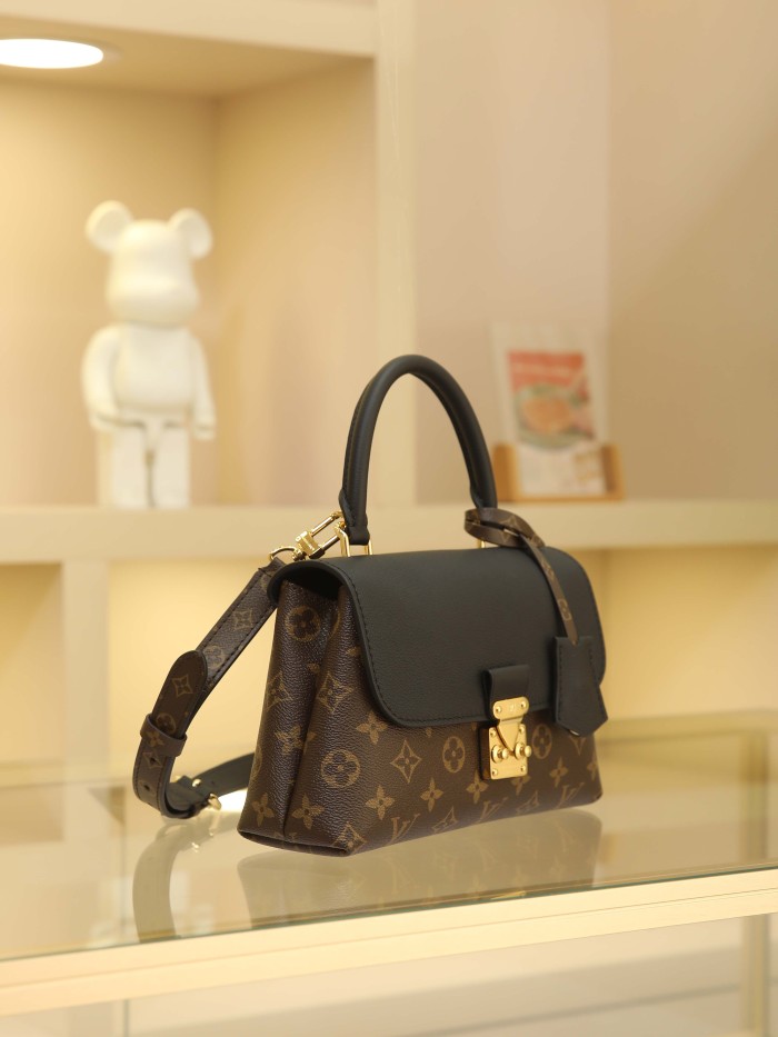 LOUIS VUITTON Madeleine Monogram Coated Canvas Shoulder Bag, Crossbody Bag, Handbag Small Women's Brown & Black M27511 L24.5*W8*H16 cm