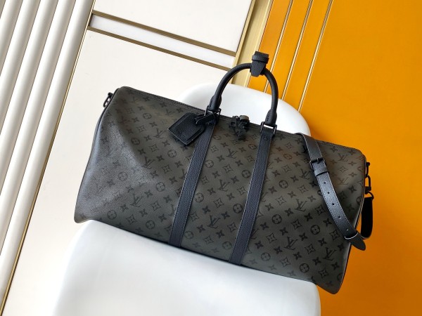 LOUIS VUITTON Keepall Monogram Midnight Coated Canvas Travel Bag Men's Black M28405 L55cm W26cm H31cm