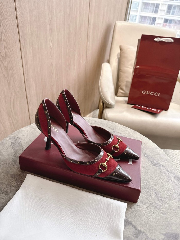GUCCI Savoy High Heels Women's Sand & red