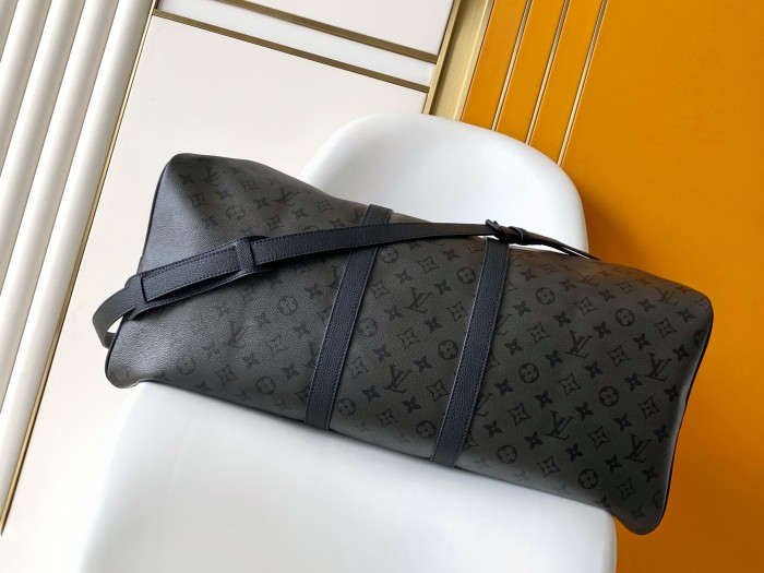 LOUIS VUITTON Keepall Monogram Midnight Coated Canvas Travel Bag Men's Black M28405 L55cm W26cm H31cm
