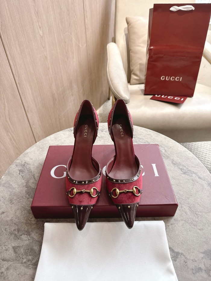 GUCCI Savoy High Heels Women's Sand & red