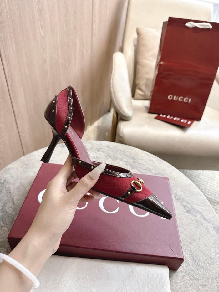 GUCCI Savoy High Heels Women's Sand & red
