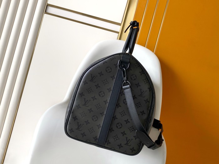 LOUIS VUITTON Keepall Monogram Midnight Coated Canvas Travel Bag Men's Black M28405 L55cm W26cm H31cm