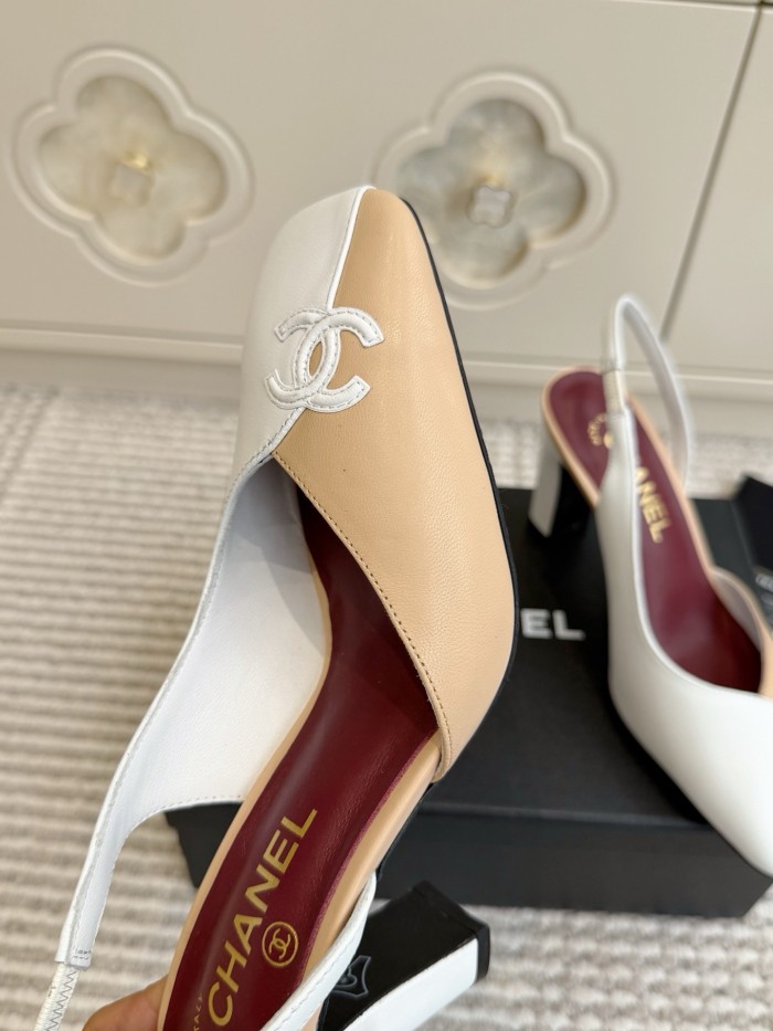 CHANEL Sheepskin/Sheepskin Chunky Heel High Heels Women's