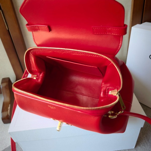CELINE Calfskin Handbags Small Women's Red L10BF5B53-27AG L24*W9*H12 cm