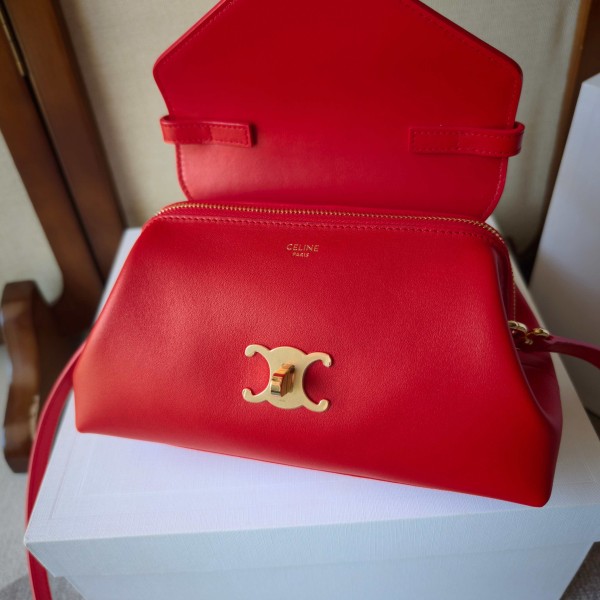 CELINE Calfskin Handbags Small Women's Red L10BF5B53-27AG L24*W9*H12 cm