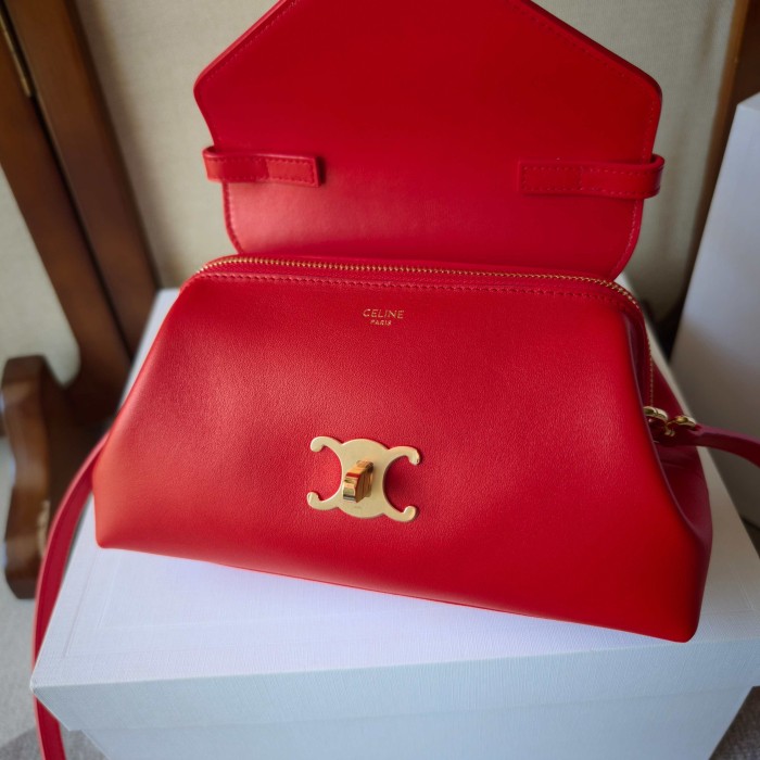 CELINE Calfskin Handbags Small Women's Red L10BF5B53-27AG L24*W9*H12 cm