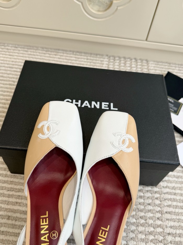 CHANEL Sheepskin/Sheepskin Chunky Heel High Heels Women's