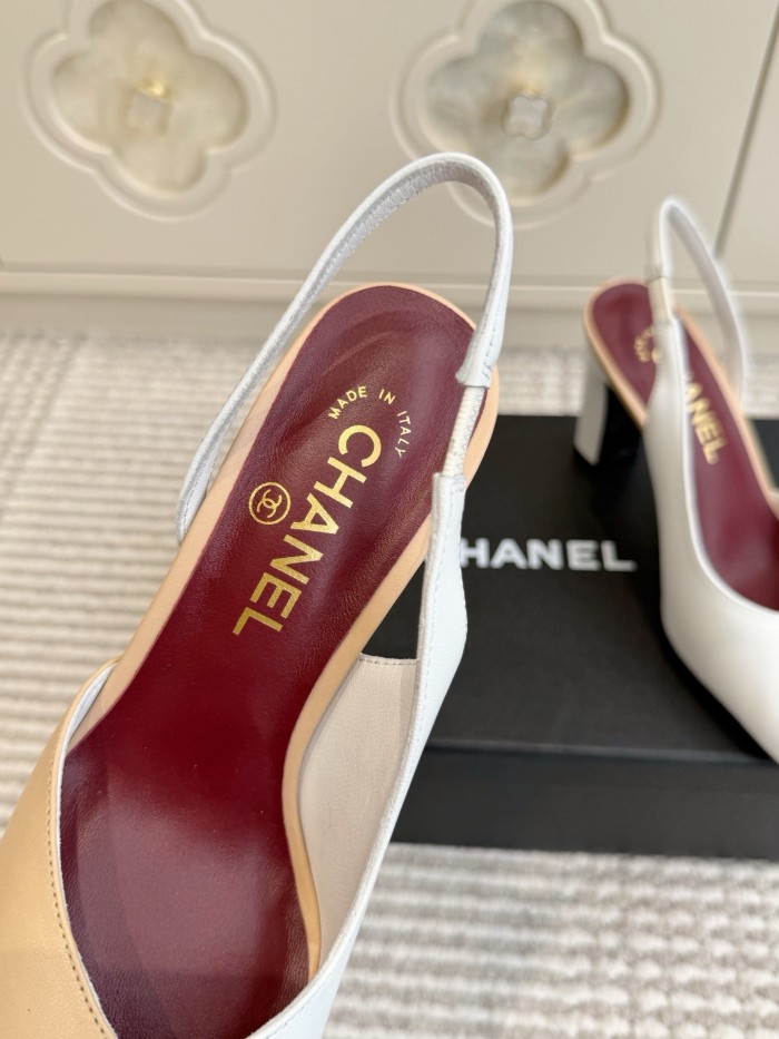 CHANEL Sheepskin/Sheepskin Chunky Heel High Heels Women's