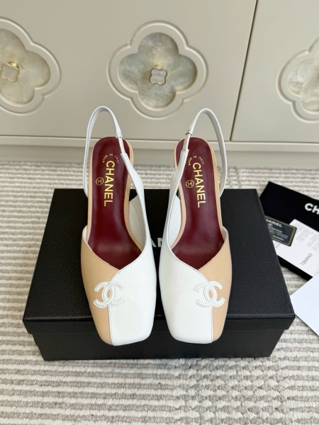 CHANEL Sheepskin/Sheepskin Chunky Heel High Heels Women's